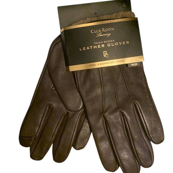 Size L Touchscreen Genuine Leather Cashmere Gloves, Created for Macy's - Picture 1 of 4